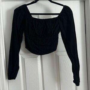 Elegant Black corset -look long sleeve Top